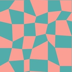 Psychedelic Checkerboard in Peach + Mint