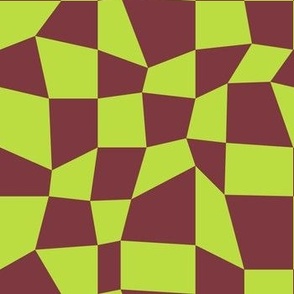 Psychedelic Checkerboard in Maroon + Acid Lime
