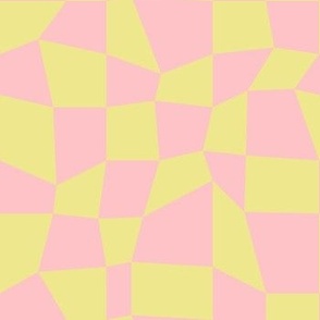 Psychedelic Checkerboard in Lemon Yellow + Cotton Candy Pink