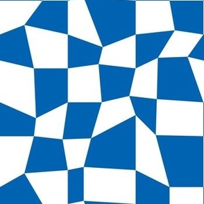 Psychedelic Checkerboard in Grecian Blue + White