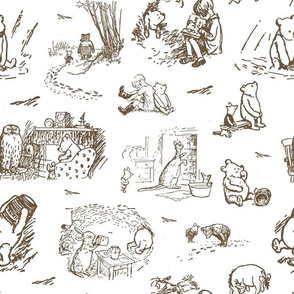 Bigger Scale Classic Pooh Sketches on White