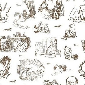 Smaller Scale Classic Pooh Sketches on White