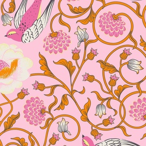 Swooping Swallows in Art Nouveau - Passionate Pink | XL Scale