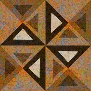Euphoric Spring textured triangle patchwork geometric 6” repeat Neutral earthy colours art deco 