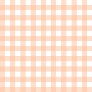 1 in - Gingham check - peach fuzz on white