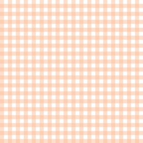 1/2 in - Gingham check - peach fuzz on white