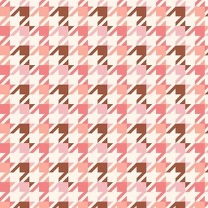 Boho Brown and Pink Houndstooth Check