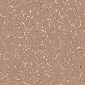 Kintsugi Cracks - Medium Scale - Redend Point and Gold - Terracotta  Crackle Blush Orange