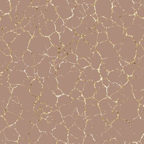 Kintsugi Cracks - Large Scale - Redend Point and Gold - Terracotta  Crackle Blush Orange