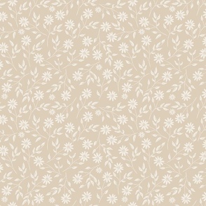 Small hand painted flowers on oat background, neutral background