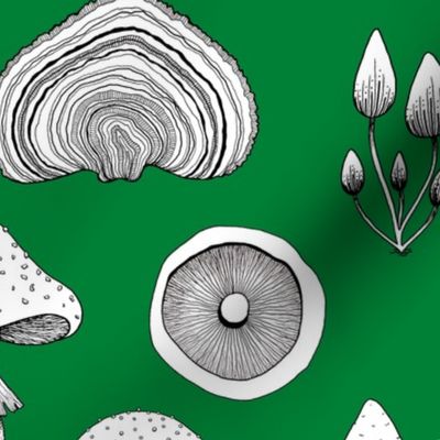 Mushroom Pointilism Pattern - green