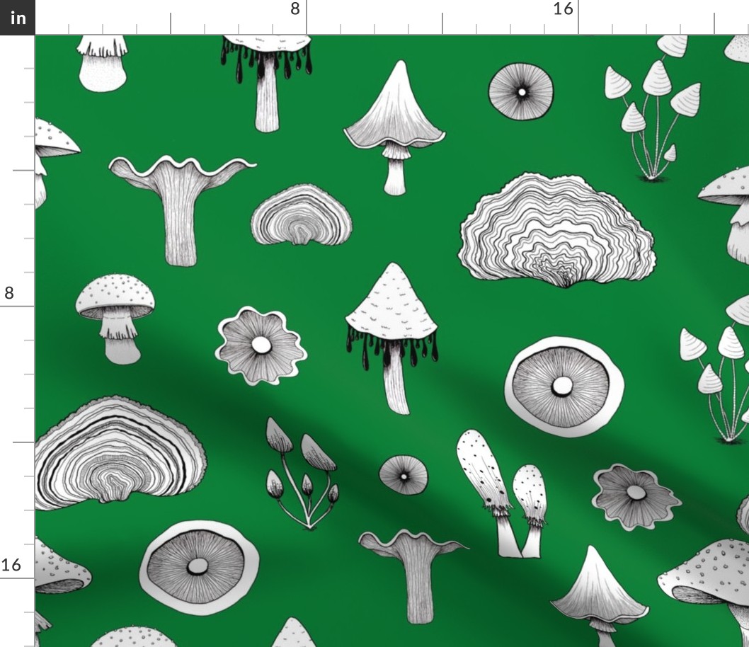 Mushroom Pointilism Pattern - green