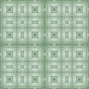 Cohesion 22-02: Retro Psychedelic, Distressed, Wood Grain Distressed Echo Tartan Seamless Pattern (Green, Dark Green, Light Green, Cream)