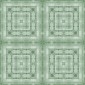 Cohesion 22-04: Retro Psychedelic, Distressed, Wood Grain Distressed Echo Tile Seamless Pattern (Green, Dark Green, Light Green, Cream)