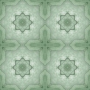 Cohesion 22-03: Retro Psychedelic, Distressed, Wood Grain Distressed Octagon Seamless Pattern (Green, Dark Green, Light Green, Cream)
