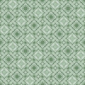 Cohesion 22-05: Retro Psychedelic, Distressed, Wood Grain Distressed Cross Weave Seamless Pattern (Green, Dark Green, Light Green, Cream)