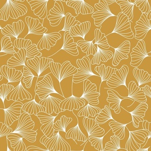 curry color ginkgo - big size FABRIC