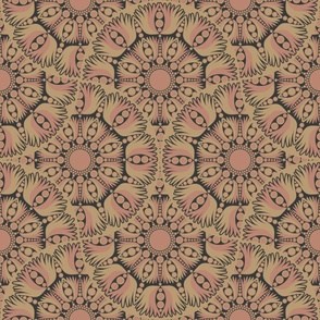 24” Mindful Lotus Royal Circle Dot Mandala Mirrored Scallop Pattern - Large