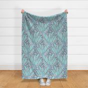 Lily Of The Valley Delicate Garden Floral Botanical in Blue Green Gray Coral - MEDIUM Scale - UnBlink Studio by Jackie Tahara