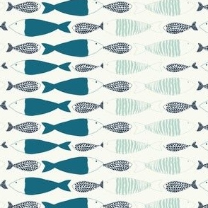 Little Fish in Blue, Navy and Mint