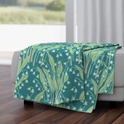 Lily Of The Valley Delicate Garden Floral Botanical in Teal Green Mint Beige Neutrals - MEDIUM Scale - UnBlink Studio by Jackie Tahara