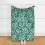 Lily Of The Valley Delicate Garden Floral Botanical in Teal Green Mint Beige Neutrals - MEDIUM Scale - UnBlink Studio by Jackie Tahara