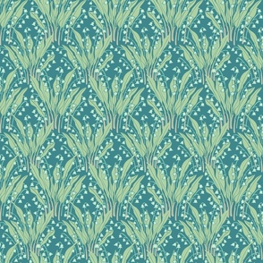 Lily Of The Valley Delicate Garden Floral Botanical in Teal Green Mint Beige Neutrals - TINY Scale - UnBlink Studio by Jackie Tahara