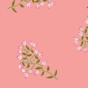 Scattered Sprigs of Tiny Flowers in Pink on Pink Large Scale