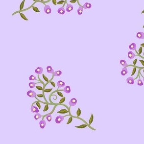 Scattered Sprigs of Tiny Flowers in Purple on Light Purple Large Scale