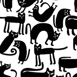 Black and White Abstract Cats
