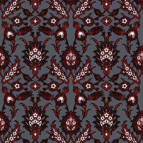 Stanford colors- 1888 Persian Design by Albert Racinet - Stanford Black And Cardinal Red on Cool Gray