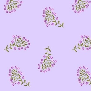 Scattered Sprigs of Tiny Flowers in Purple on Light Purple Medium Scale