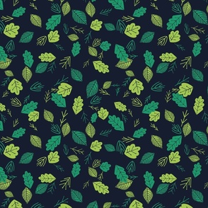 Green leaves with navy