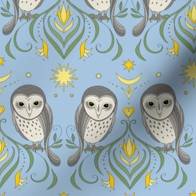 Folksy Owls - Light Blue