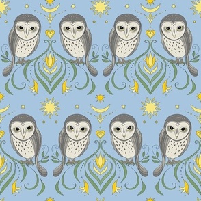 Folksy Owls - Light Blue