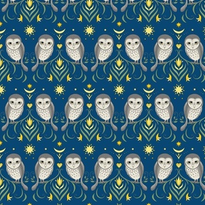 Folksy Owls - dark blue 