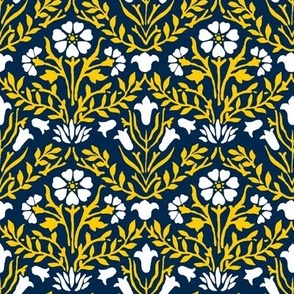 1880 William Morris "Bellflowers - University of Michigan colors - Maize and White on Blue