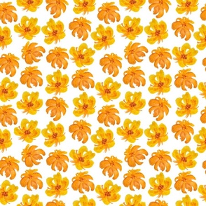 Watercolor orange flowers on white (SMALL)