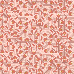 geometric leaves and flowers blush pink 6 inch