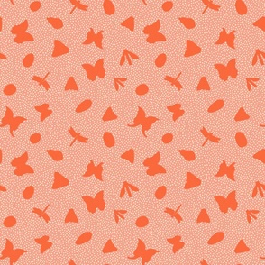 Insect Silhouettes Coral Pink on Dots Reverse