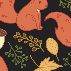 Jumbo - Squirrel Autumn Leaves Pattern 