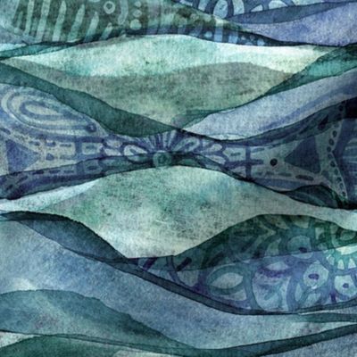 Boho Ocean at Dawn Watercolor Abstract