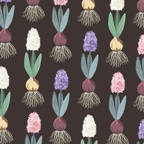 Hyacinth seamless pattern, botanical vintage style