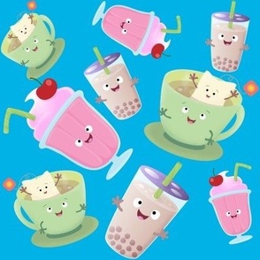 Sweet drinks cute cartoon character illustration.