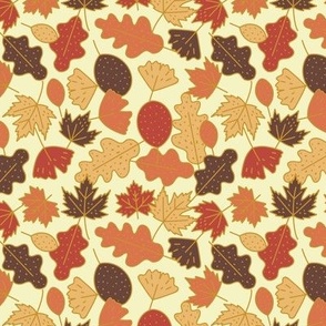 Small - Autumn Leaves Illustrations in burnt orange, red, mustard yellow and brown