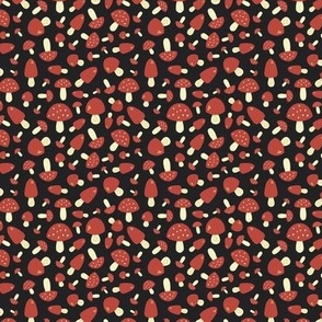 Mini - Toadstool mushroom pattern in red and brown