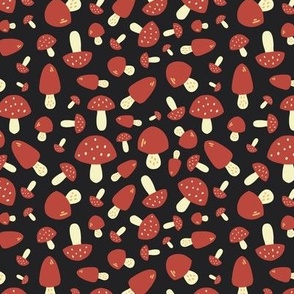 Small - Toadstool mushroom pattern in red and brown