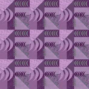 Minimalist textured Mid Century Modern geometric triangles, rectangles and crescents  mauve, purple, amethyst 