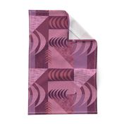 Minimalist textured Mid Century Modern geometric triangles, rectangles and crescents  Fandango, radiant orchid, plum 12” repeat