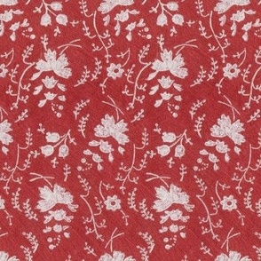 white flowers on red lacquer 